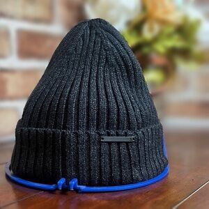 NWOT Express Men’s Dark Charcoal Ribbed Knit Beanie Winter Hat